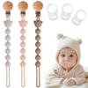 EARLY MINDS 3-Piece Silicone Pacifier Clip Set, Cream, Sand, Light Gray view 1