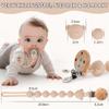 EARLY MINDS 3-Piece Silicone Pacifier Clip Set, Cream, Sand, Light Gray view 2
