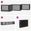 INLIFE 6-Piece Folding Dog Gate with Door, Black, 480 cm, Poplar Wood view 2