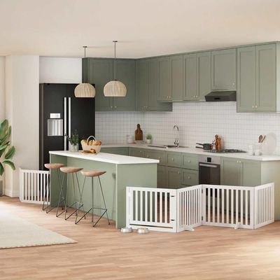 INLIFE 8-Piece Folding Dog Gate White 640 cm