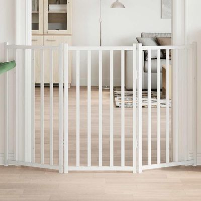INLIFE 3-Piece Folding Dog Gate, White, 150 cm, Solid Fir Wood