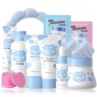 Milk Skincare Set for Teenage Girls and Women, 11-Piece Facial Care Gift Set