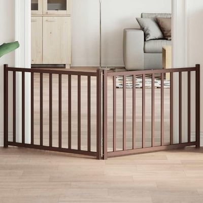 INLIFE 2-Piece Folding Dog Gate Brown Oak 160 cm
