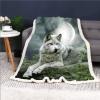 KIDSLOVE Wolf Blanket, Ultra-Soft Warm Fleece Throw, 3D-Printed Microfiber, 150 x 200 cm view 2