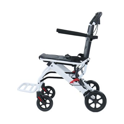 Lightweight Folding Transport Wheelchair (18 lb) for Adults, Aluminum Frame, Hand Brakes, 15.7-inch Seat, Supports up to 200 lb (Black)