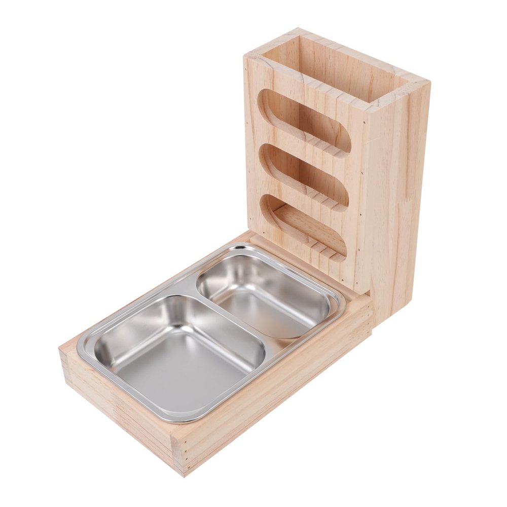 ORFOFE Wooden Feeder for Rabbits and Small Animals, Multifunctional Food Dispenser, Water Bowl and Stable Hay Rack, Space-Saving and Portable