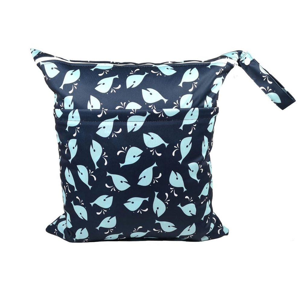 Qiantull Wet Bag 40 x 45 cm, Waterproof Diaper and Laundry Bag