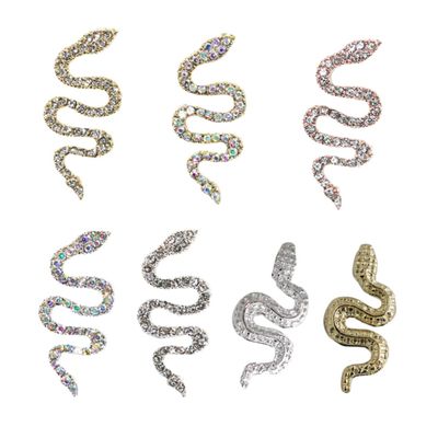 Veemoon 7-Piece Snake Design Nail Charms with Shiny Rhinestones