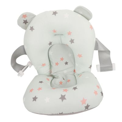 FUNNETOYU Adjustable Baby Bath Seat with Mesh Support, Green Star Pattern
