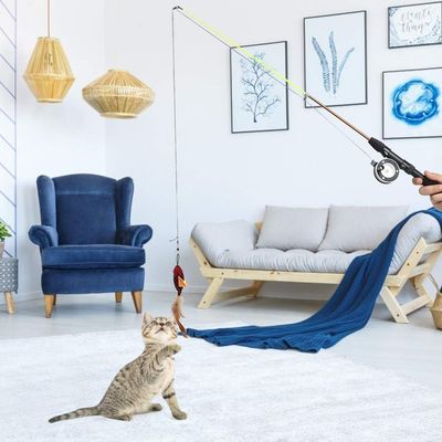 Cat Fishing Pole Toy (Red Fish)