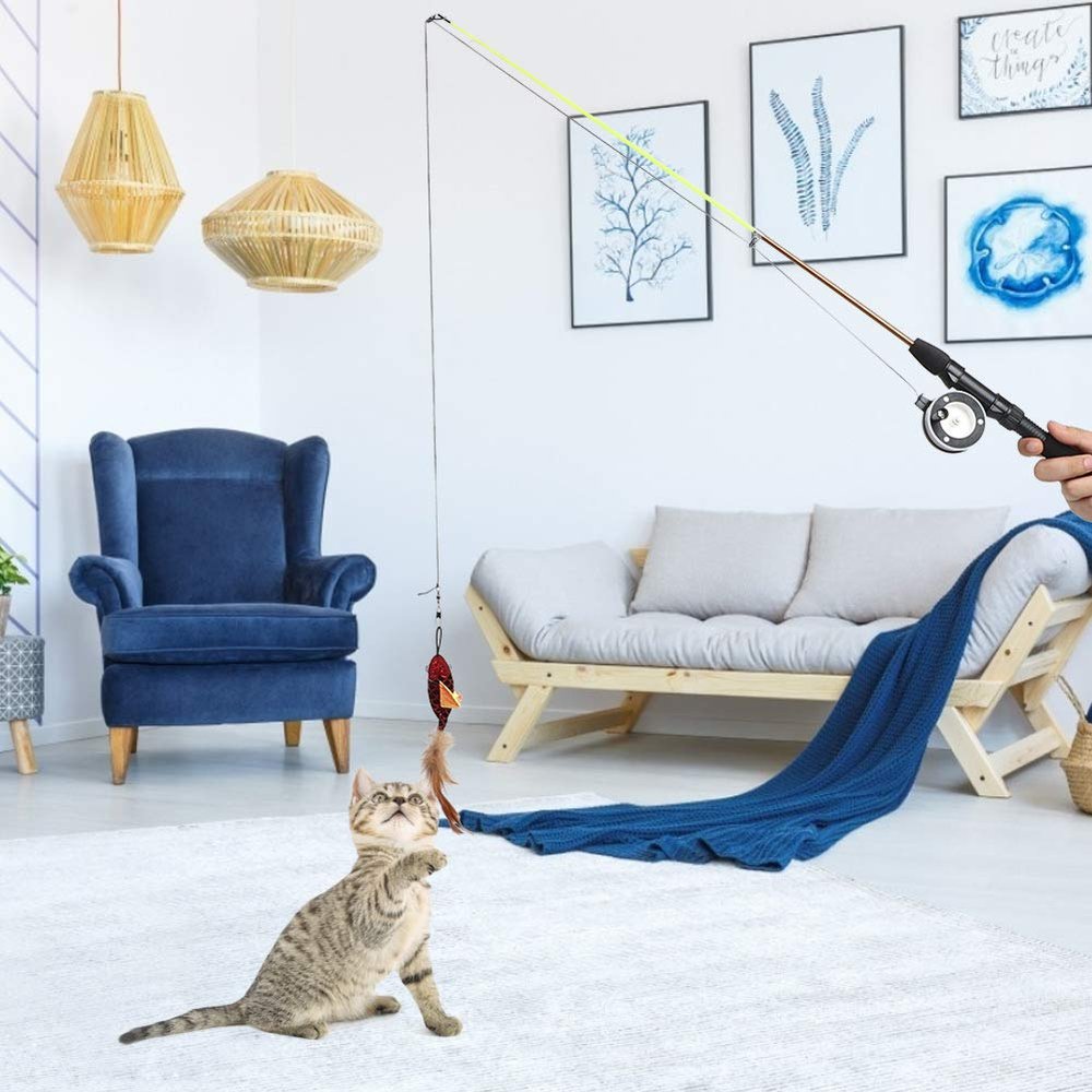 Cat Fishing Pole Toy (Red Fish)