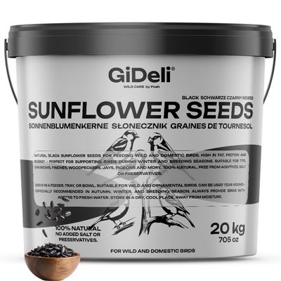 GiDeli Black Sunflower Seeds, 20 kg Bucket