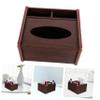 LABRIMP Compact Wooden Tissue Box and Remote Control Organizer view 4