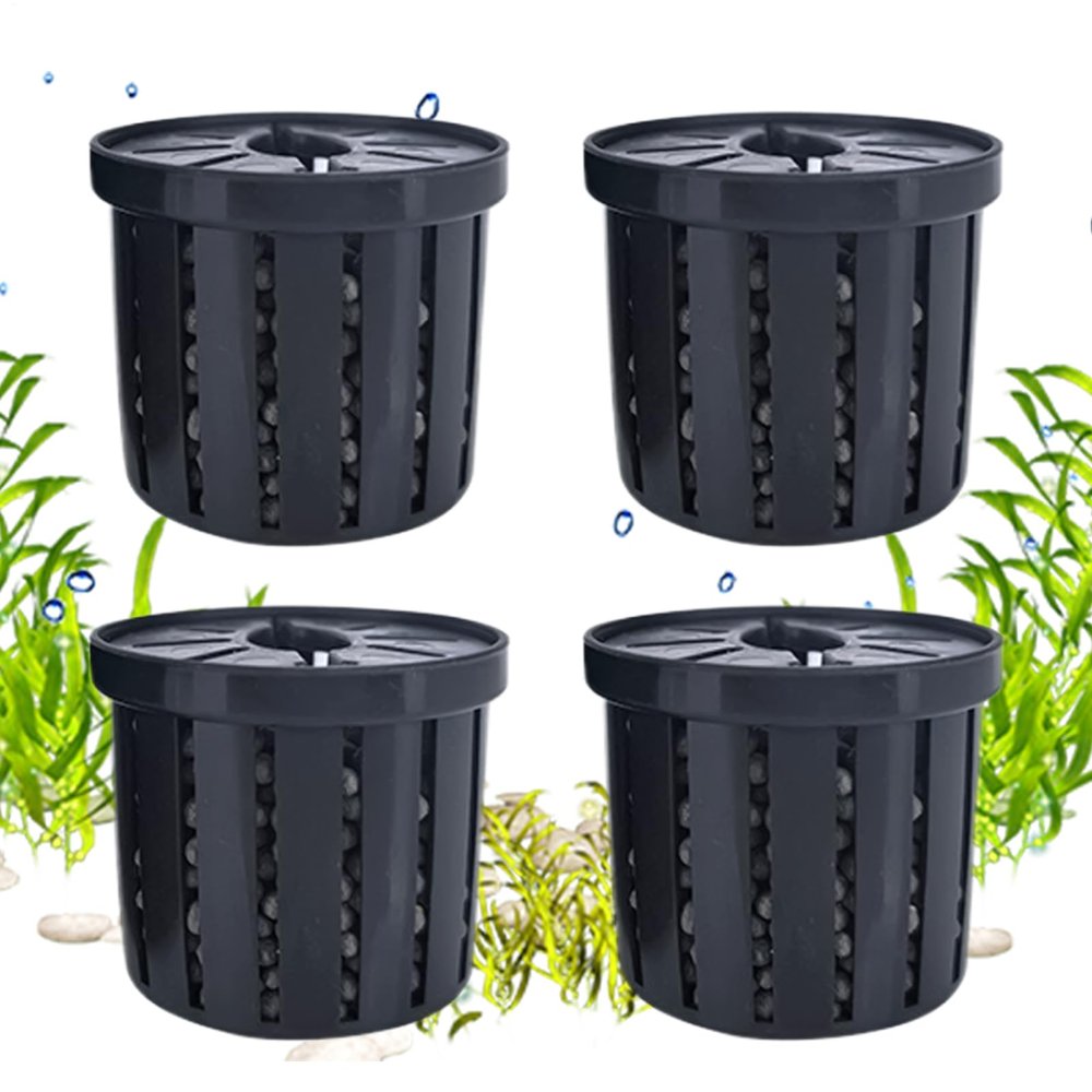 Aquarium Plant Holder, Stable Plant Basket for Fish Tanks | 4 Hydroponic Holders for Aquariums