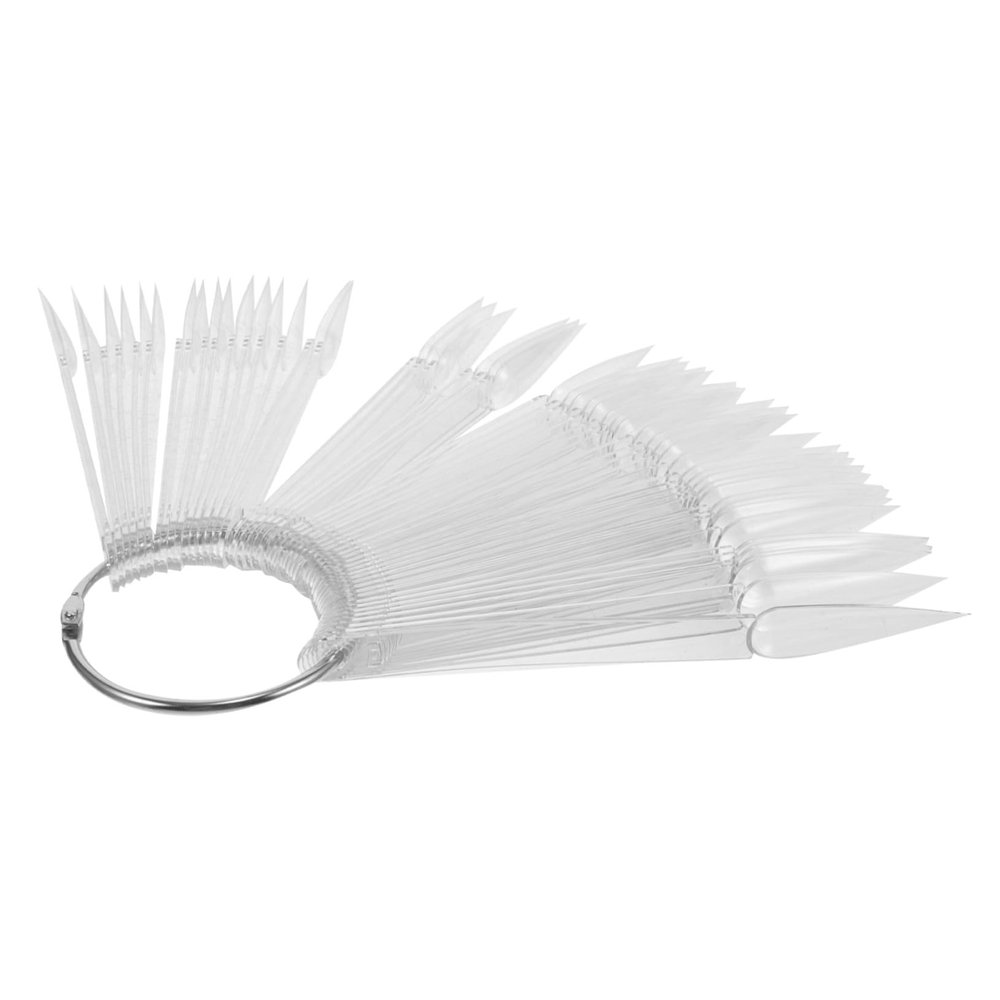 DECORNIJIA 50-Piece Fan-Shaped Nail Display Tips, Transparent