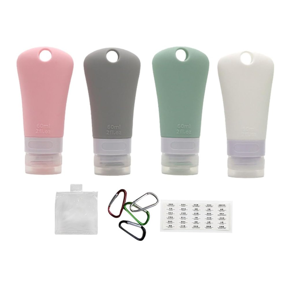 Healvian Travel-Size Silicone Bottles, Refillable and Leakproof, for Shampoo, Conditioner, Lotion, and Toiletries