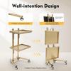 2-Tier Folding Stainless Steel Salon Trolley with Wheels view 3