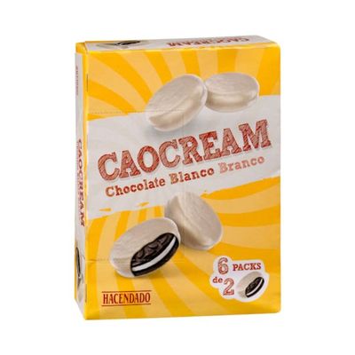 Caocream Cookies with White Chocolate and Filling, 6-Pack
