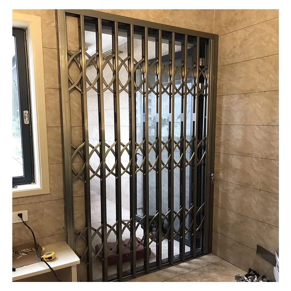 PEYNIR Folding Sliding Window Security Grille, Lockable Aluminum Barrier for Dogs and Children, Dark Gray, W90 x H200 cm