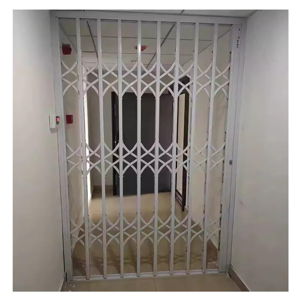 PEYNIR Lockable Folding Sliding Window Security Grille for Dogs and Children, Aluminum, Customizable Height, White, W130 x H230 cm