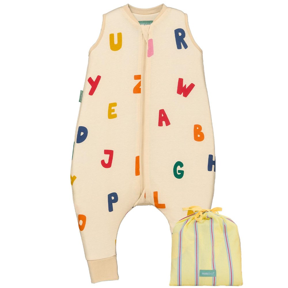 molis&co Baby Sleeping Bag with Feet, 1 TOG, for Spring and Fall, Lightly Padded, 100% Cotton (OEKO-TEX 100), Premium Quality - ABC (120 cm)