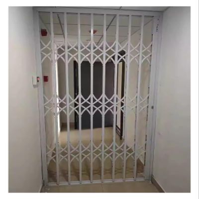 PEYNIR Lockable Aluminum Window Security Grille, Folding Sliding Design, White, W140 x H220 cm