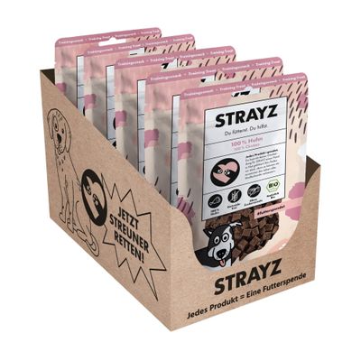 STRAYZ Organic Dog Treats, 100% Chicken | 5 x 80 g