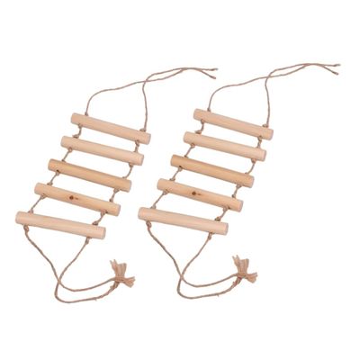 Toyvian 2-Piece Wooden Parrot Climbing Toy with Swing and Ladder