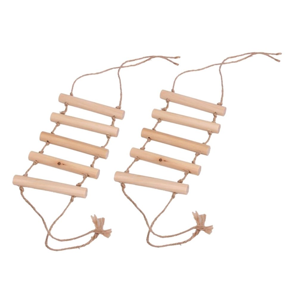 Toyvian 2-Piece Wooden Parrot Climbing Toy with Swing and Ladder