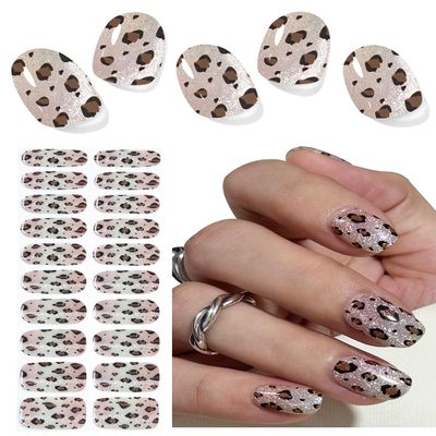 Self-Adhesive UV Nail Wraps, 20 pcs, Light Leopard Gel Nail Wraps for DIY Nails at Home