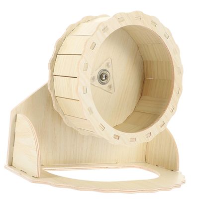JOINPAYA Wooden Hamster Wheel with Stand, Safe Quiet Exercise Wheel for Dwarf Hamsters, Chinchillas, Hamsters and Small Pets