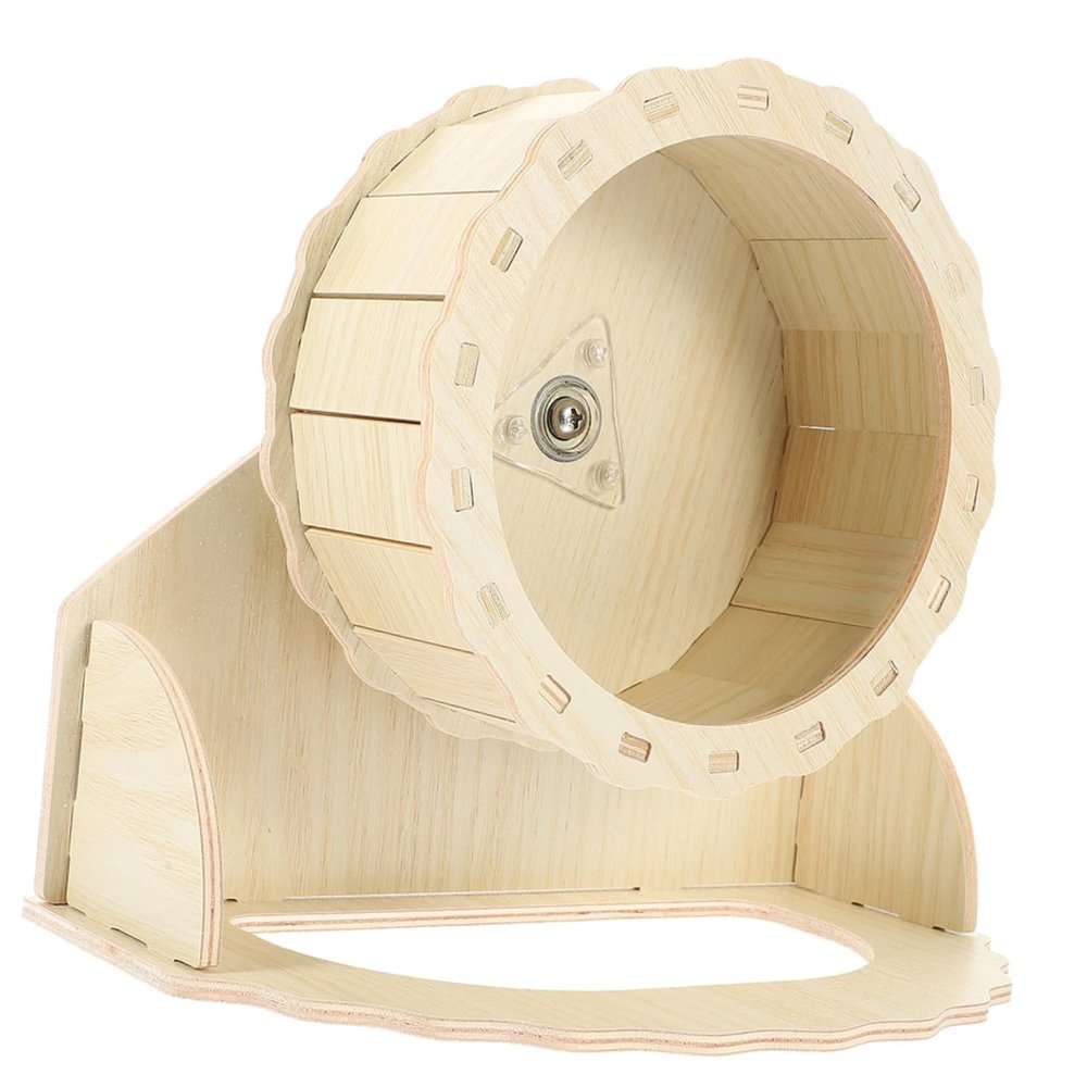 JOINPAYA Wooden Hamster Wheel with Stand, Safe Quiet Exercise Wheel for Dwarf Hamsters, Chinchillas, Hamsters and Small Pets
