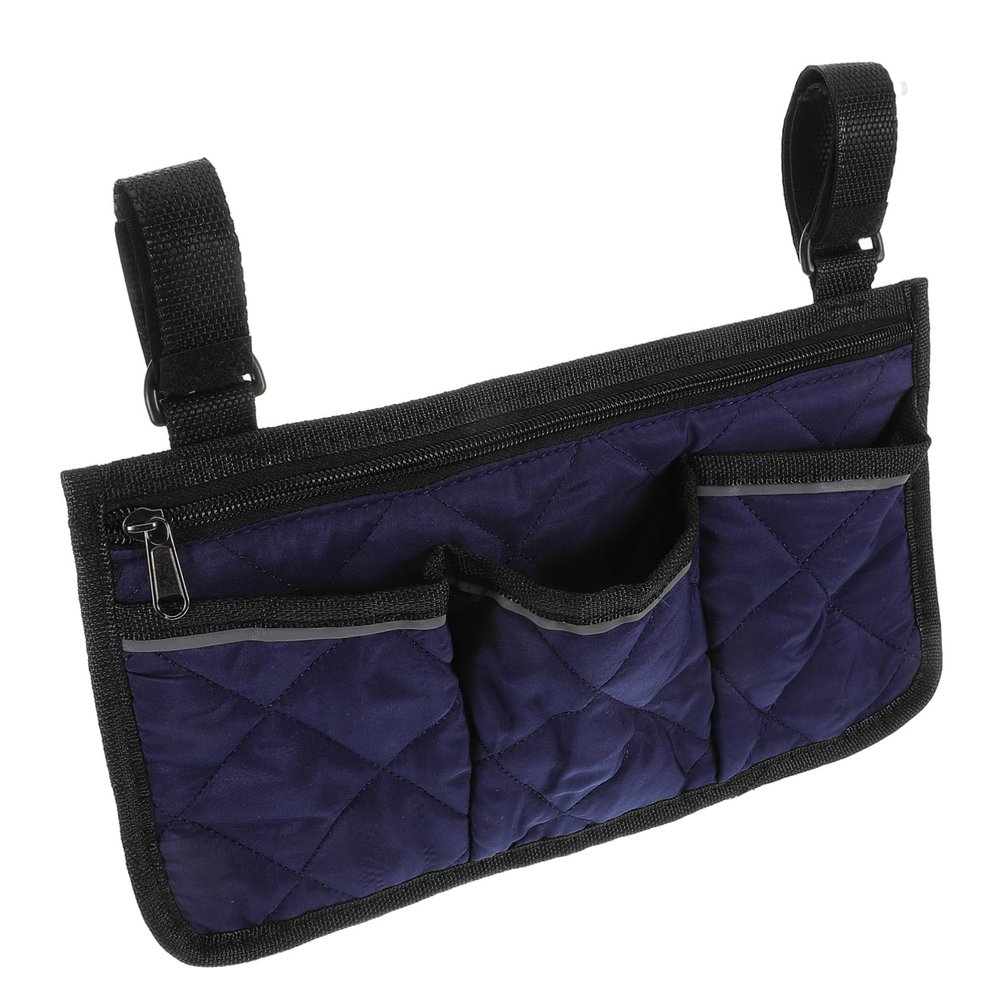 WOONEKY Wheelchair Armrest Storage Bag with Compartments for Everyday Use