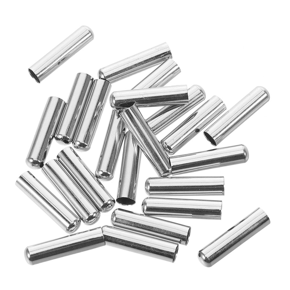 Metal Shoelace Tips, Round Head, Silver, 50 Pieces, Simple