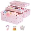 Woalopted Hair Accessory Organizer for Little Girls, 3-Tier Waterproof Storage Case view 1