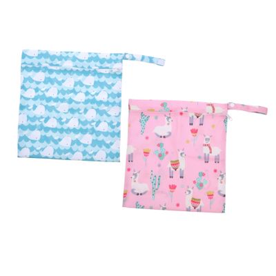 DECOMELODY Printed Wet Bags, 2-Pack for Diapers and Clothing