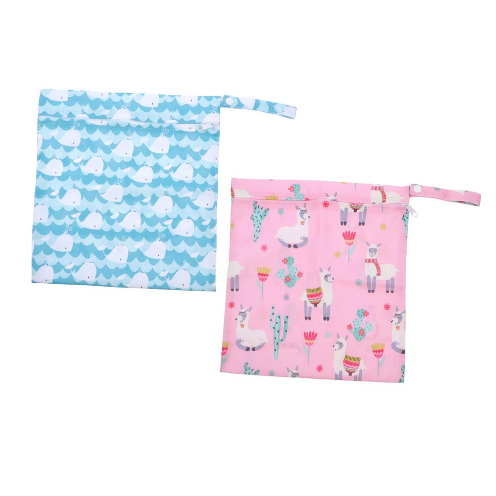 DECOMELODY Printed Wet Bags, 2-Pack for Diapers and Clothing