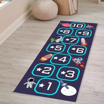 Hopscotch Rug with Non-Slip, Durable, Easy-Clean Mat
