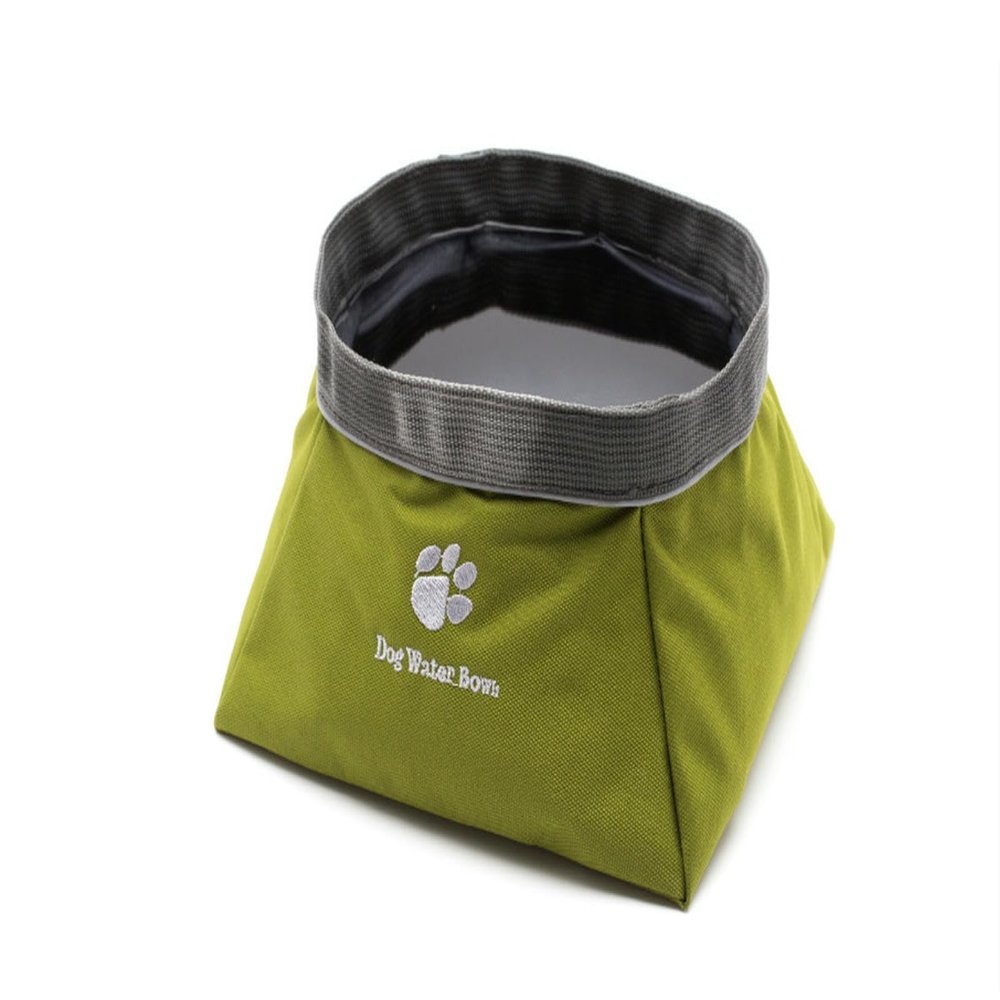 Gyios Waterproof Foldable Pet Food and Water Bowl, Dog/Cat Bowl, L, Green