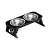 Stainless Steel Pet Bowl with Removable Tray, Foldable Feeding Station, Black, 31.5 x 13.5 x 8.7 cm view 1
