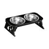 Stainless Steel Pet Bowl with Removable Tray, Foldable Feeding Station, Black, 31.5 x 13.5 x 8.7 cm view 2