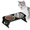 Stainless Steel Pet Bowl with Removable Tray, Foldable Feeding Station, Black, 31.5 x 13.5 x 8.7 cm view 3