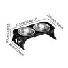 Stainless Steel Pet Bowl with Removable Tray, Foldable Feeding Station, Black, 31.5 x 13.5 x 8.7 cm view 4