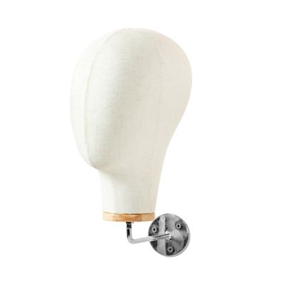 PawwJoy Wall-Mounted Wig Mannequin Head with Wooden Base, 54 cm