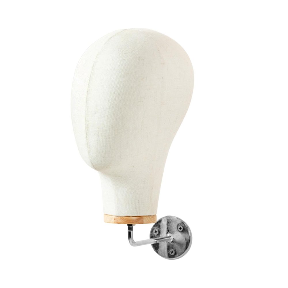 PawwJoy Wall-Mounted Wig Mannequin Head with Wooden Base, 54 cm