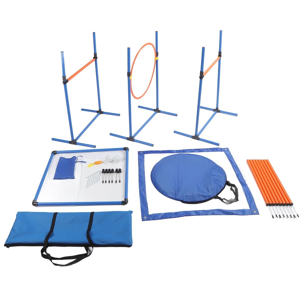 Dog Agility Training Set with Foldable Tunnel, Jump Ring and Poles