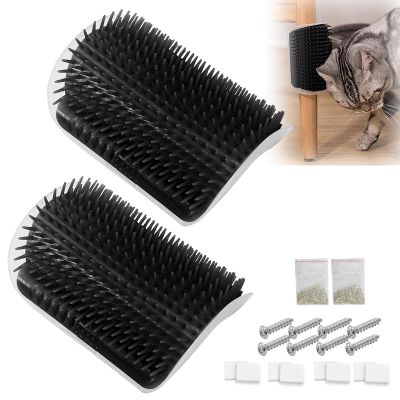 Frundoo 2-Pack Cat Corner Massage Brushes with Catnip & Screws