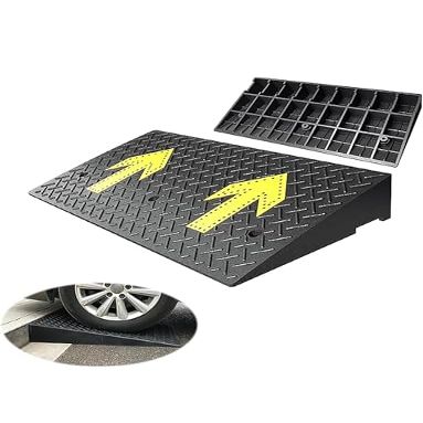 Rubber Wheelchair and Curb Ramp for Cars and Motorcycles, Black, 100 x 50 x (820) cm (100 x 50 x 10 cm)