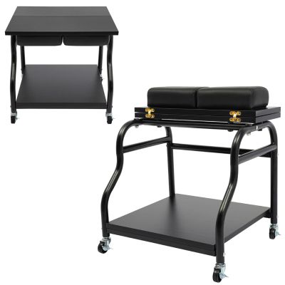 BRRIDE Foot Spa Cart with Footrest, Foldable Top and 4 Wheels, Black