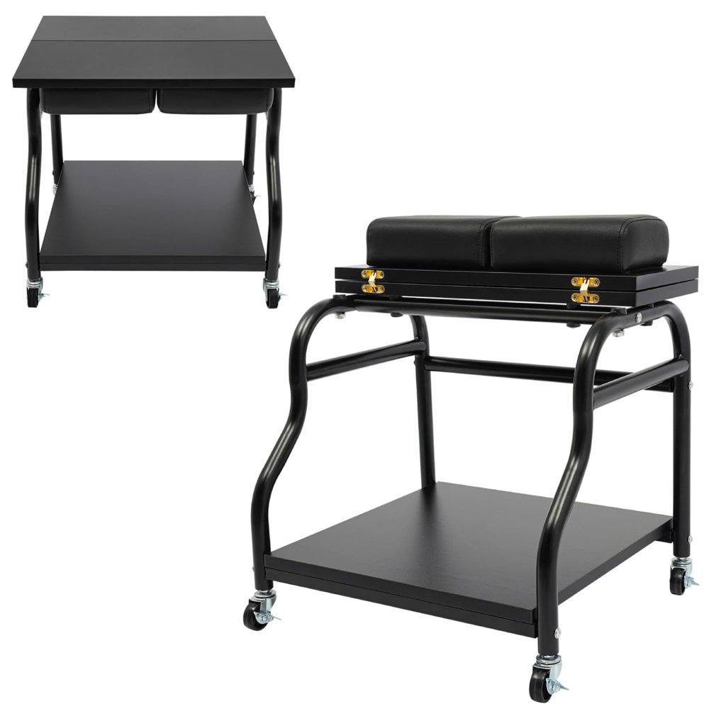 BRRIDE Foot Spa Cart with Footrest, Foldable Top and 4 Wheels, Black